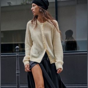 Zara sweater cardigan jacket knitted button up boho